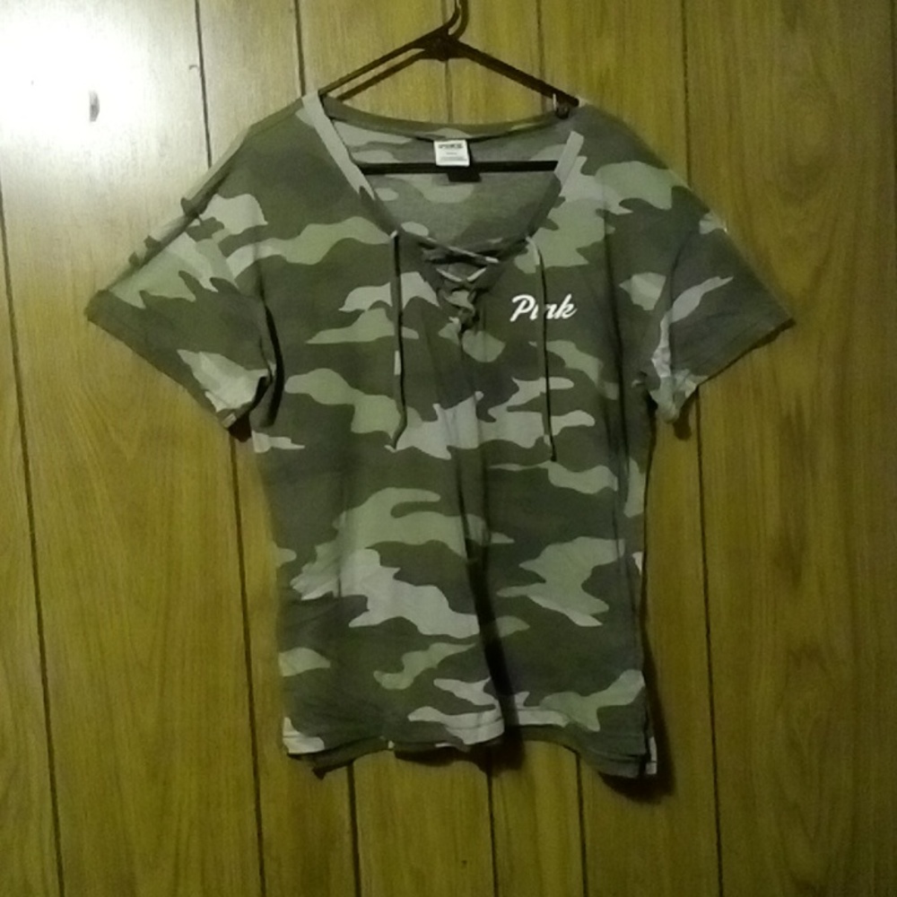 PINK Victoria's Secret Camouflage Short Sleeve Tee